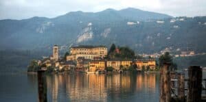 Italian village on a lake.