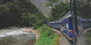 Peru mountain train near Machu Picchu