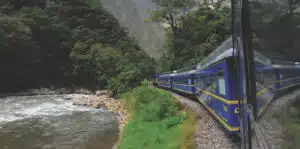 Peru mountain train near Machu Picchu