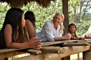 woman in Embera with little girls