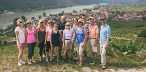 group on a hill overlooking a village in Croatia