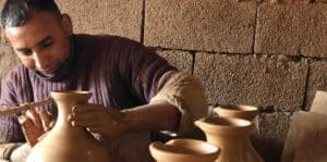 Man making pottery in Morocco