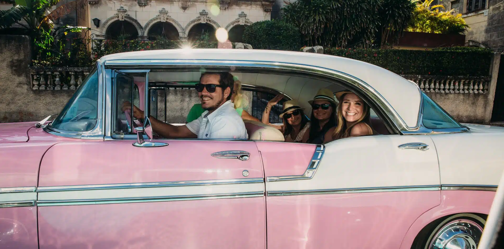 Travelers taking a ride in Havana, Cuba