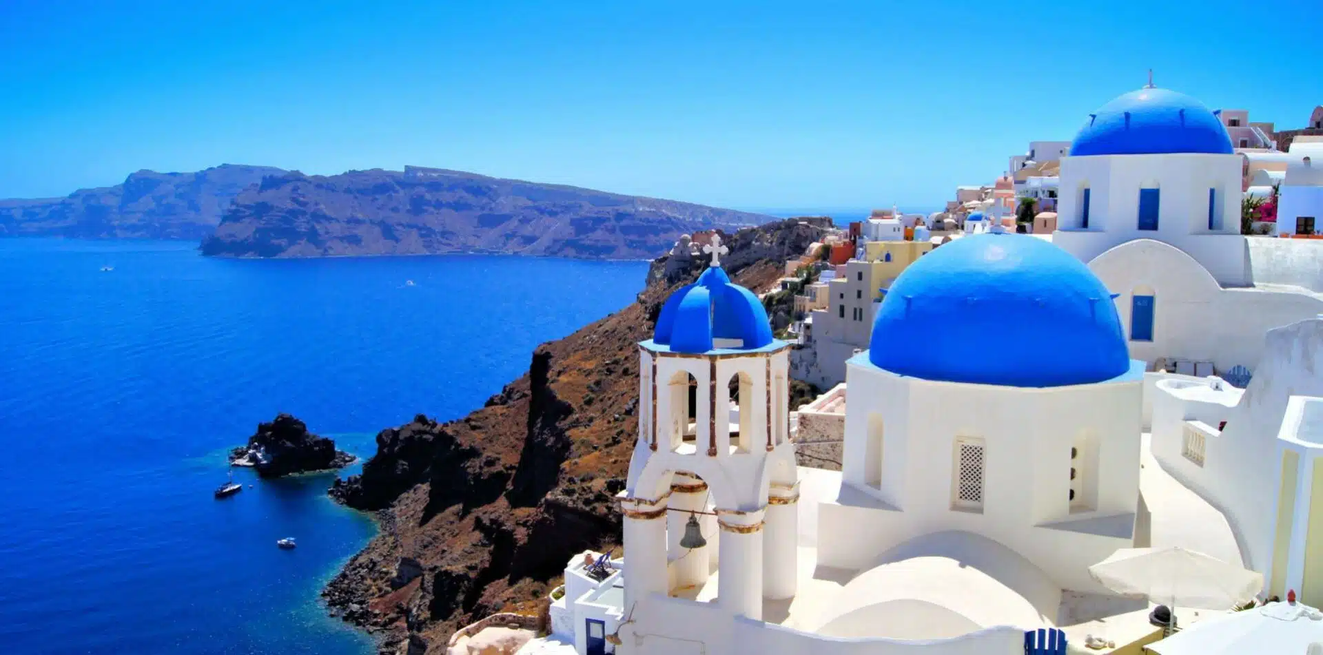 Enjoy the views of the coast in Santorini, Greece