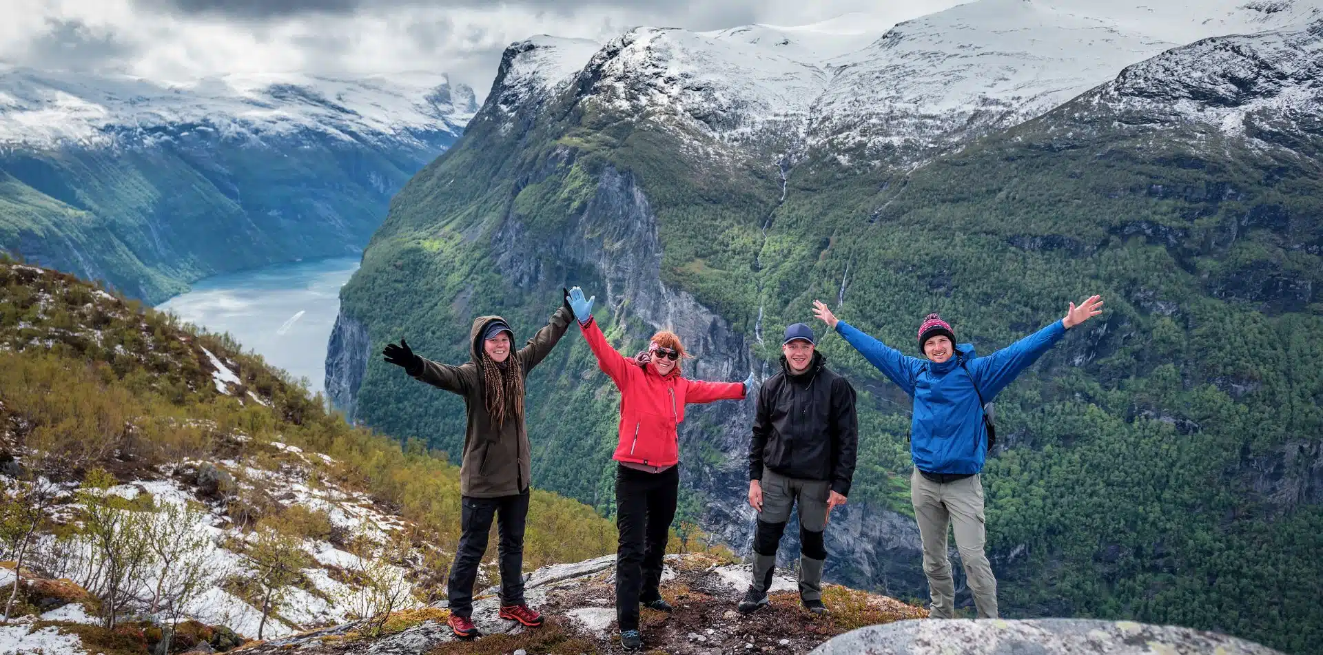Travelers enjoying themselves in Norway
