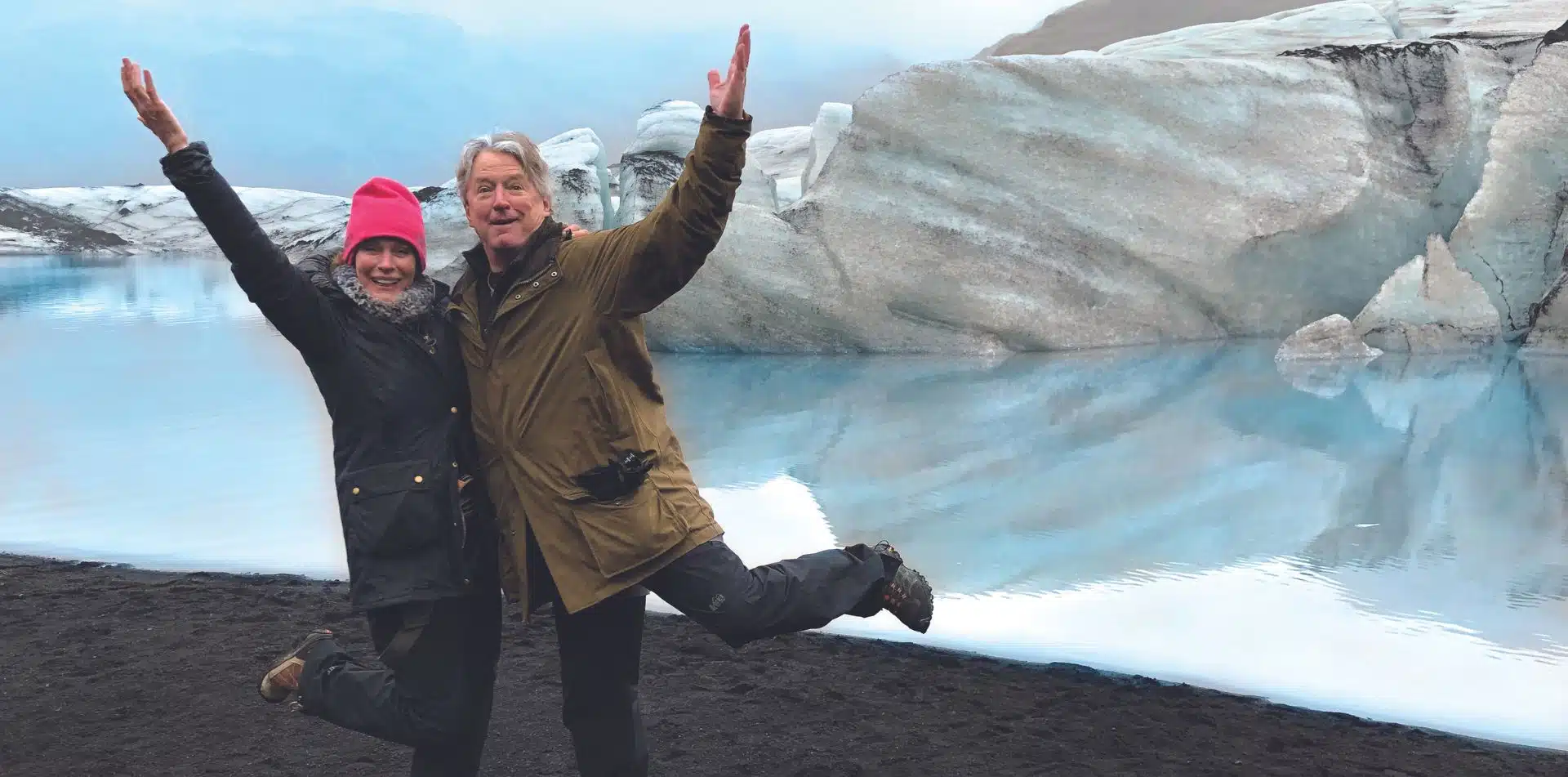 A couple enjoying their time in Iceland