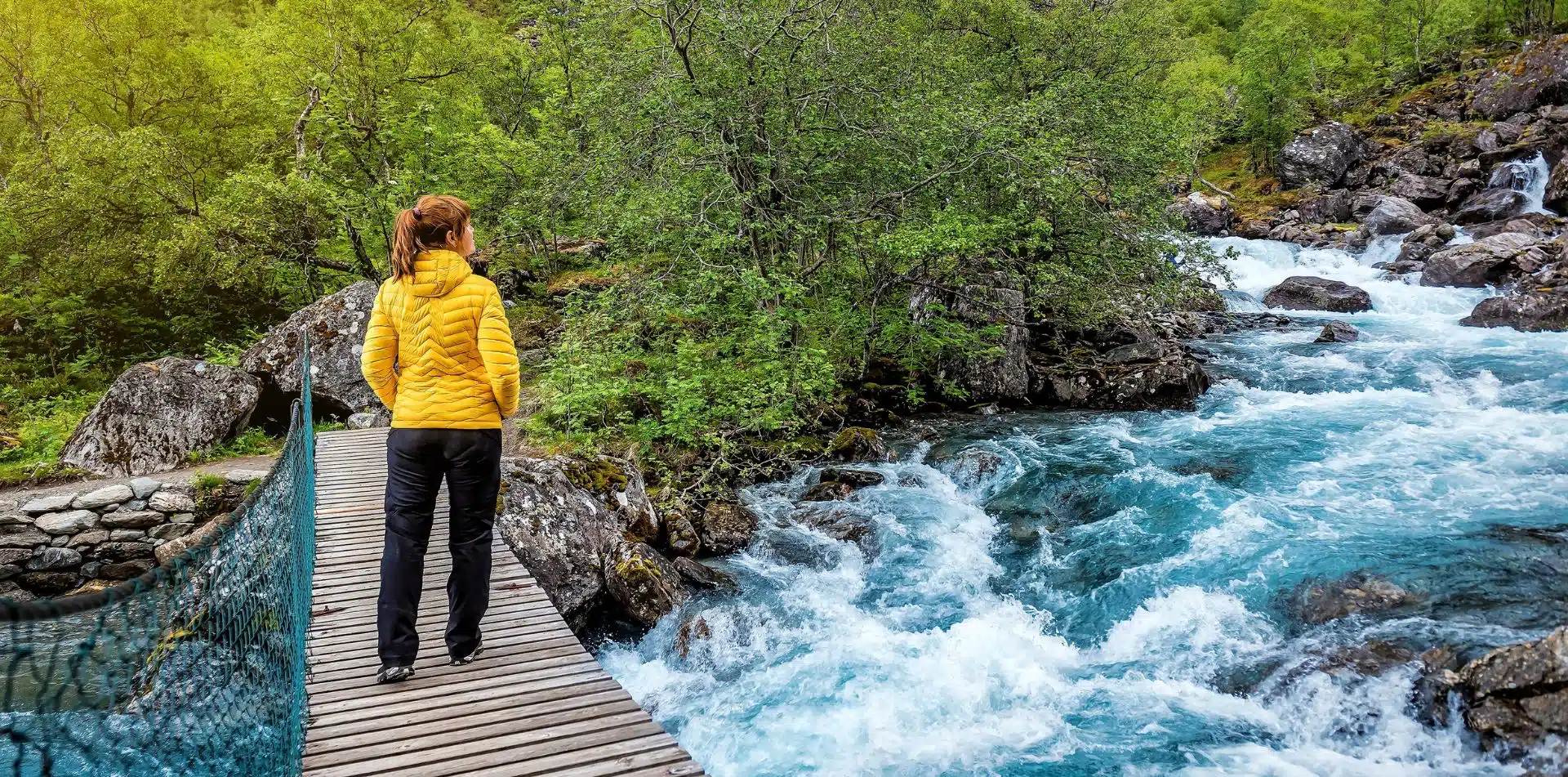 Strolling over a bridge in Norway