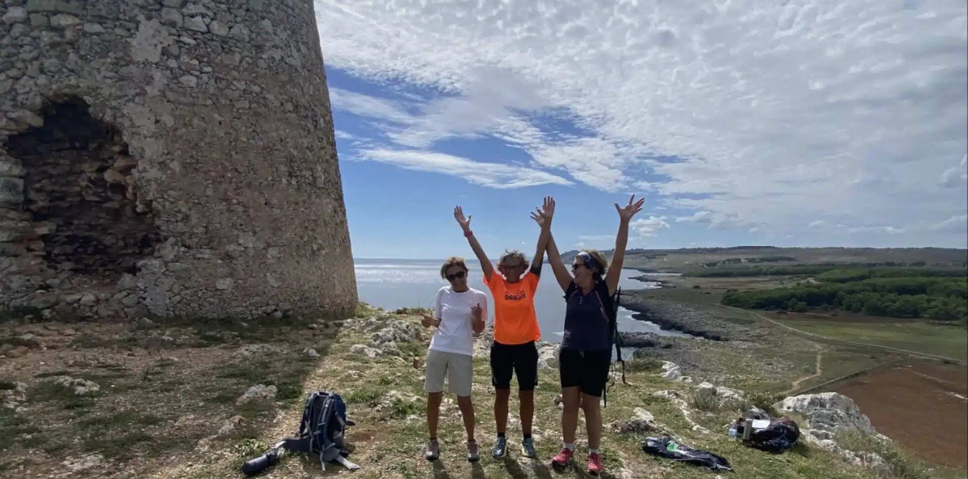 Group of Travelers at Torre Sant'Emiliano in Puglia, Italy