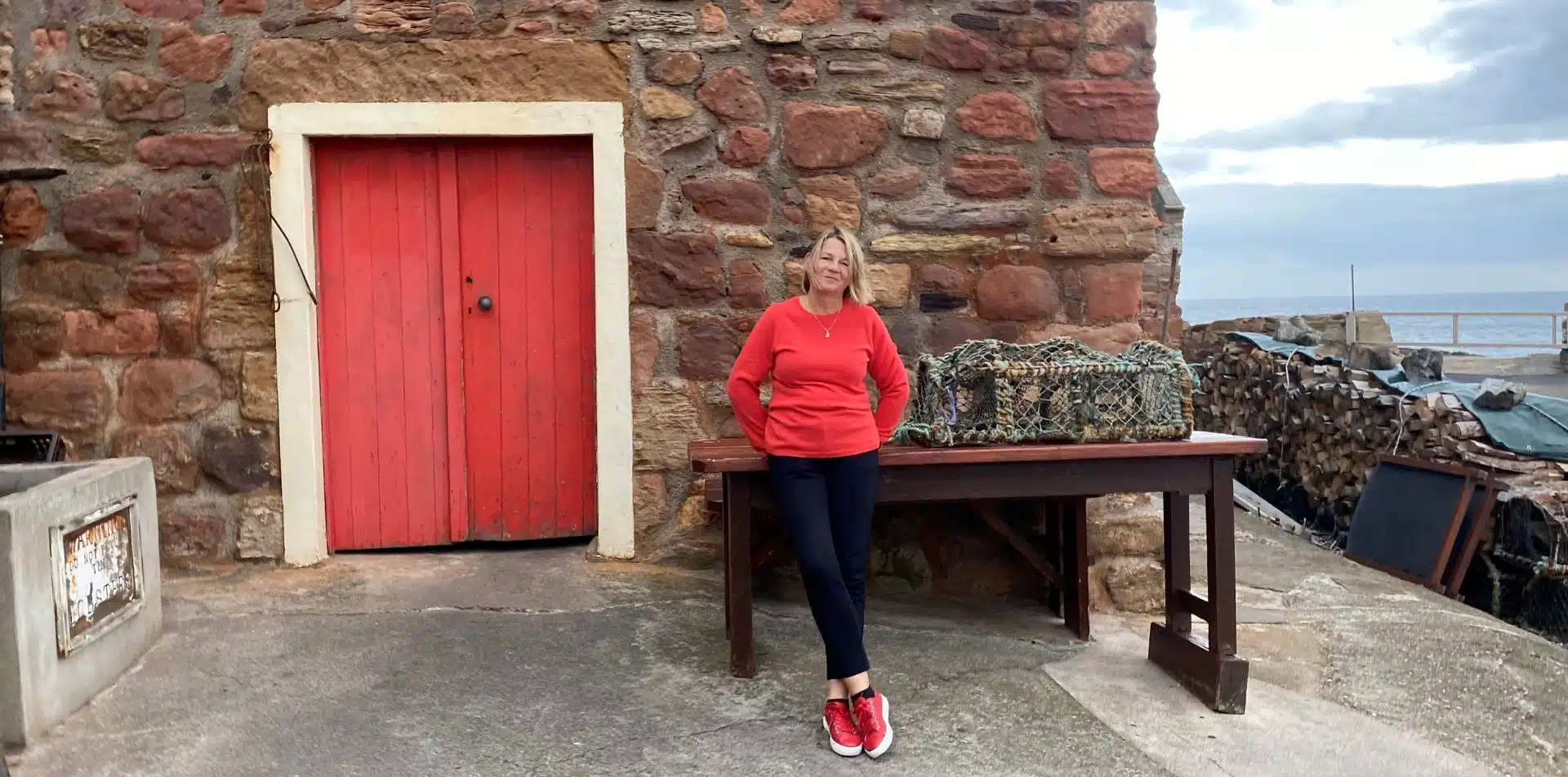 Our expert local guide at a fishing stack in Anstruther, Scotland