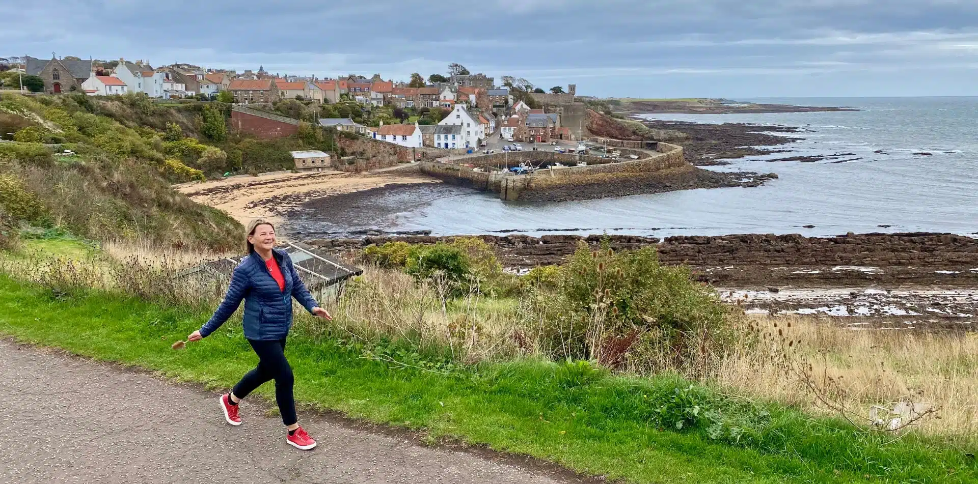 Walking along the Scottish Coast near Crail Harbour