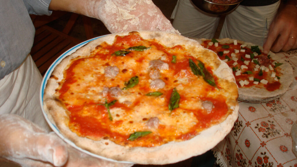 A traditional Italian pizza