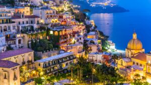 Amalfi light up at night.