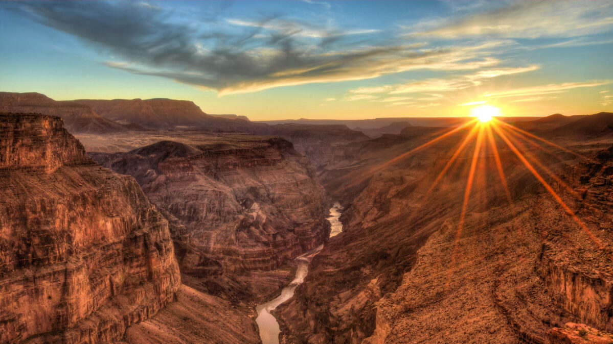 Canyon in America at sunset.