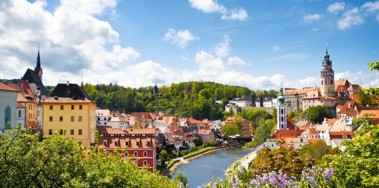 A blue city skyline in central europe.