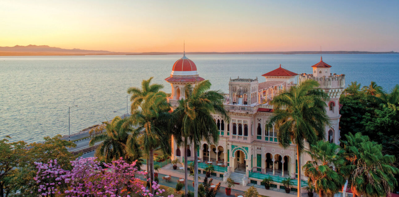 Building in Cuba at sunset.