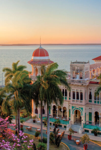 Building in Cuba at sunset.