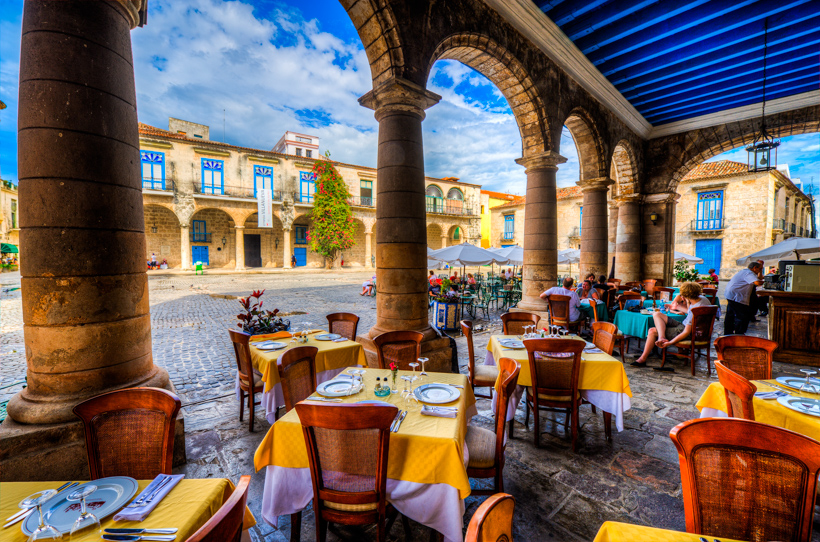 A open air restaurant in Havana.