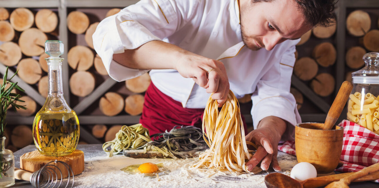 chef making pasta