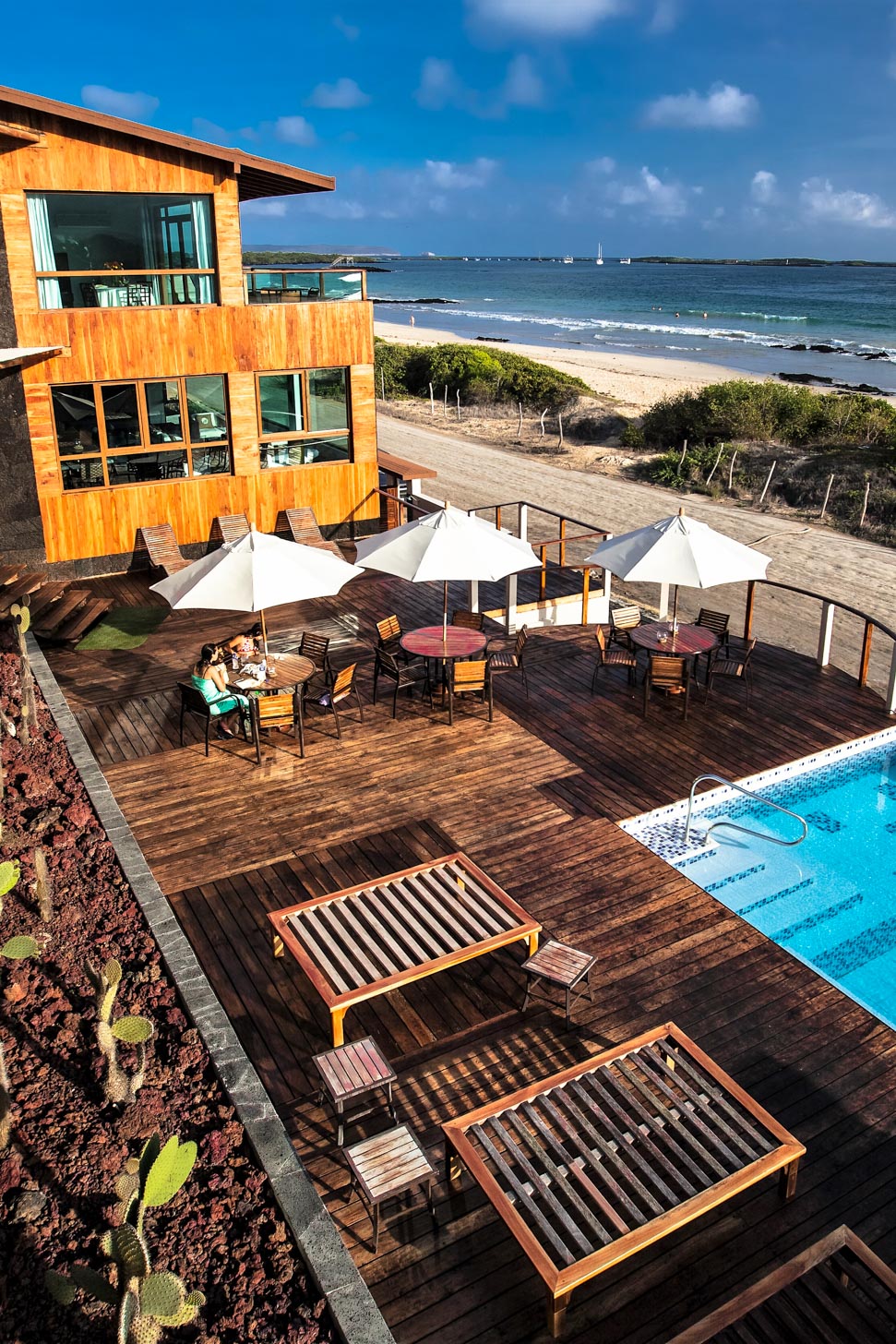 A hotel patio in the Galapagos.