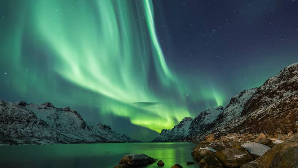 The colorful Aurora borealis in Iceland