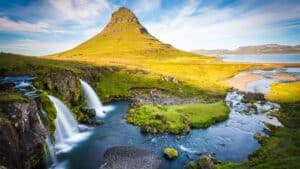 A waterfall in Iceland.