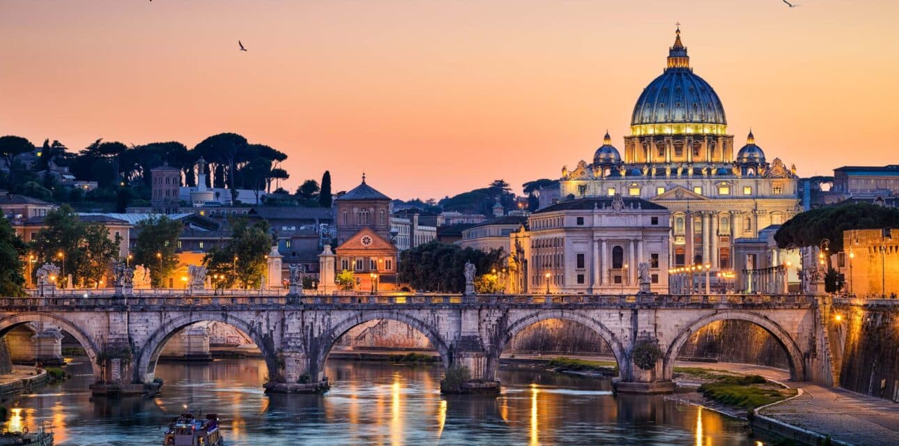 A night time view of Italy.