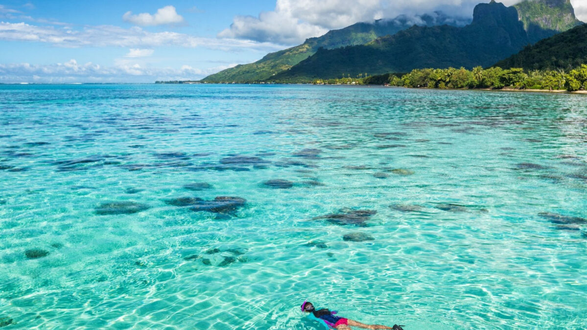 Blue water cove in the south pacific.