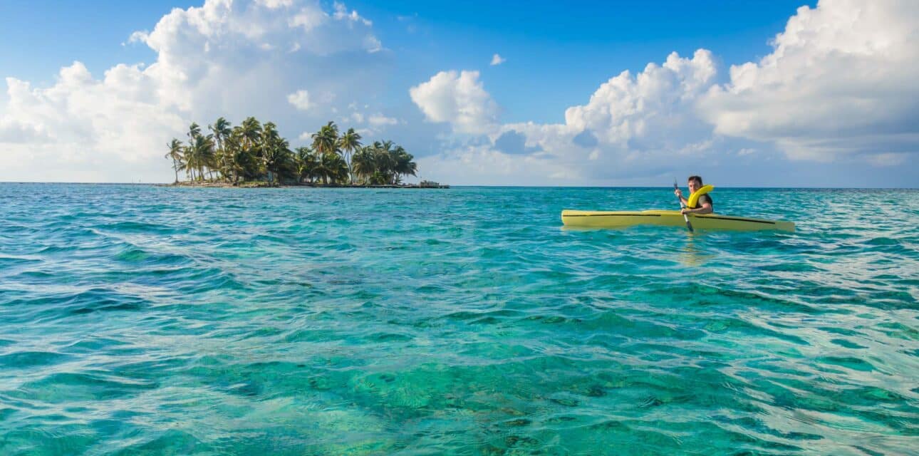 A kayak in tropical waters.