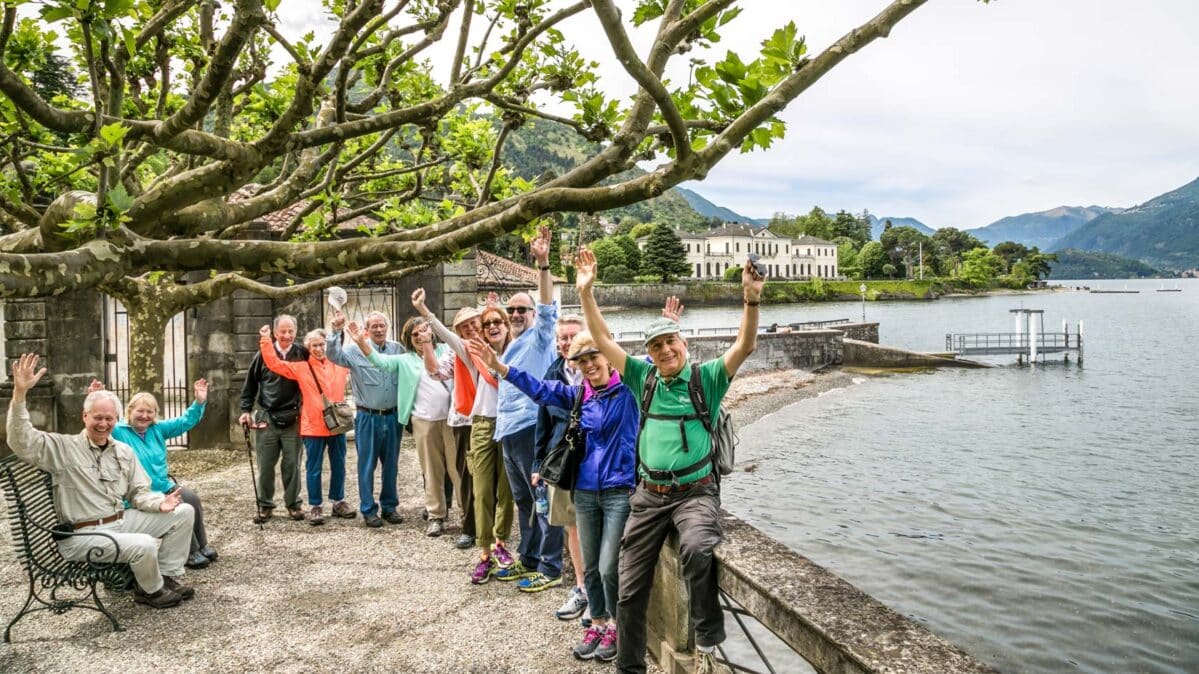 A group of excited tourists.