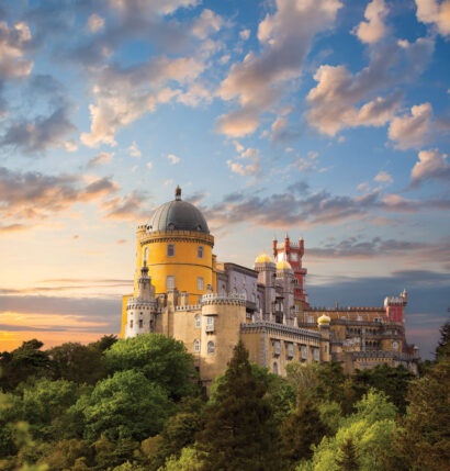 A castle on a hilltop in Portugal.