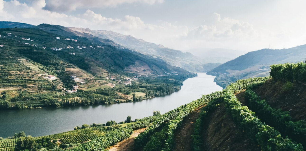 A sky view of a lake in Portugal.