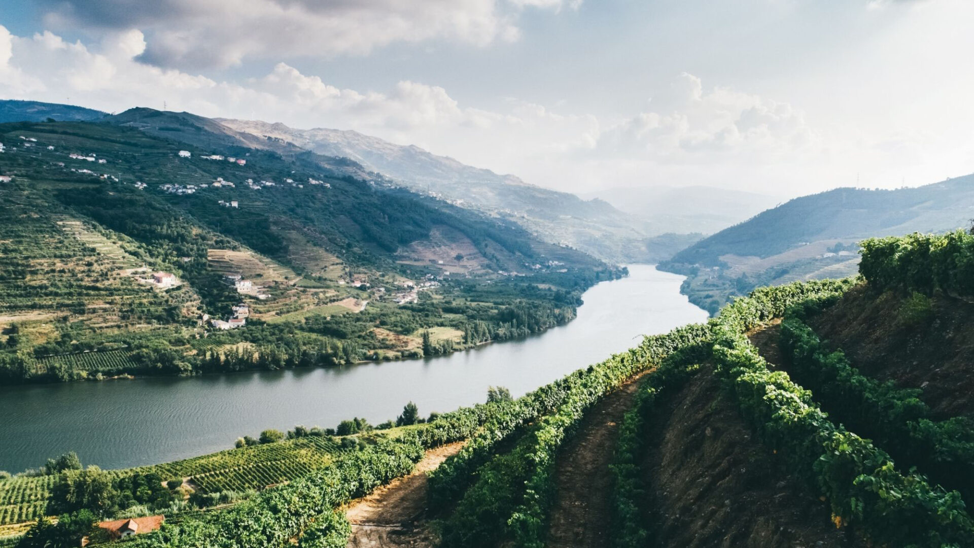 A sky view of a lake in Portugal.