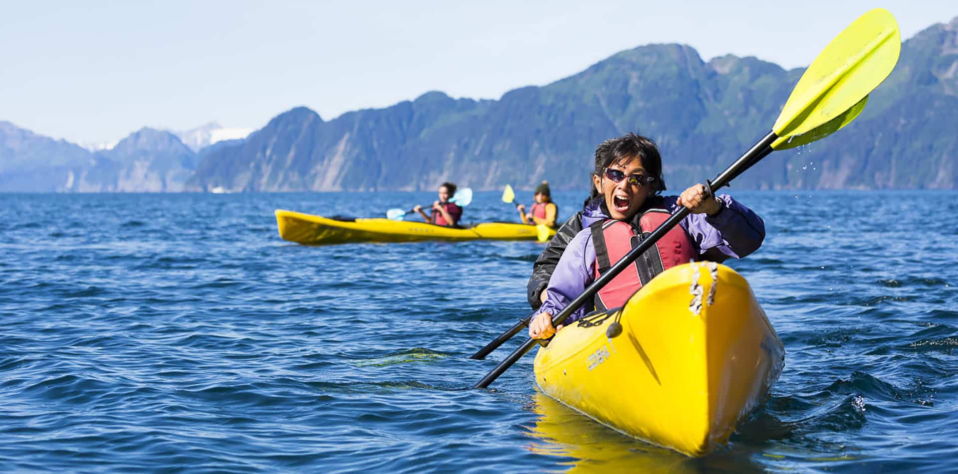 man in kayak in Alaska