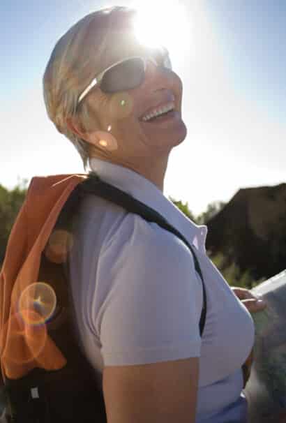 A woman smiling.