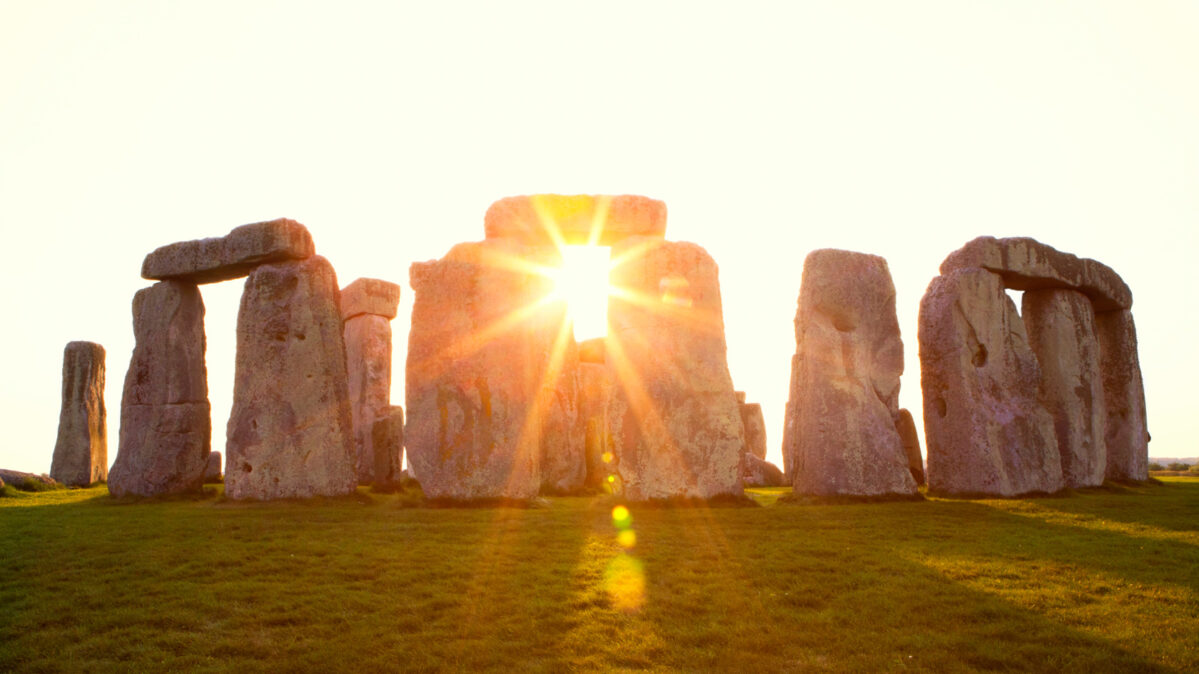 Stonehenge in the UK at sunset.