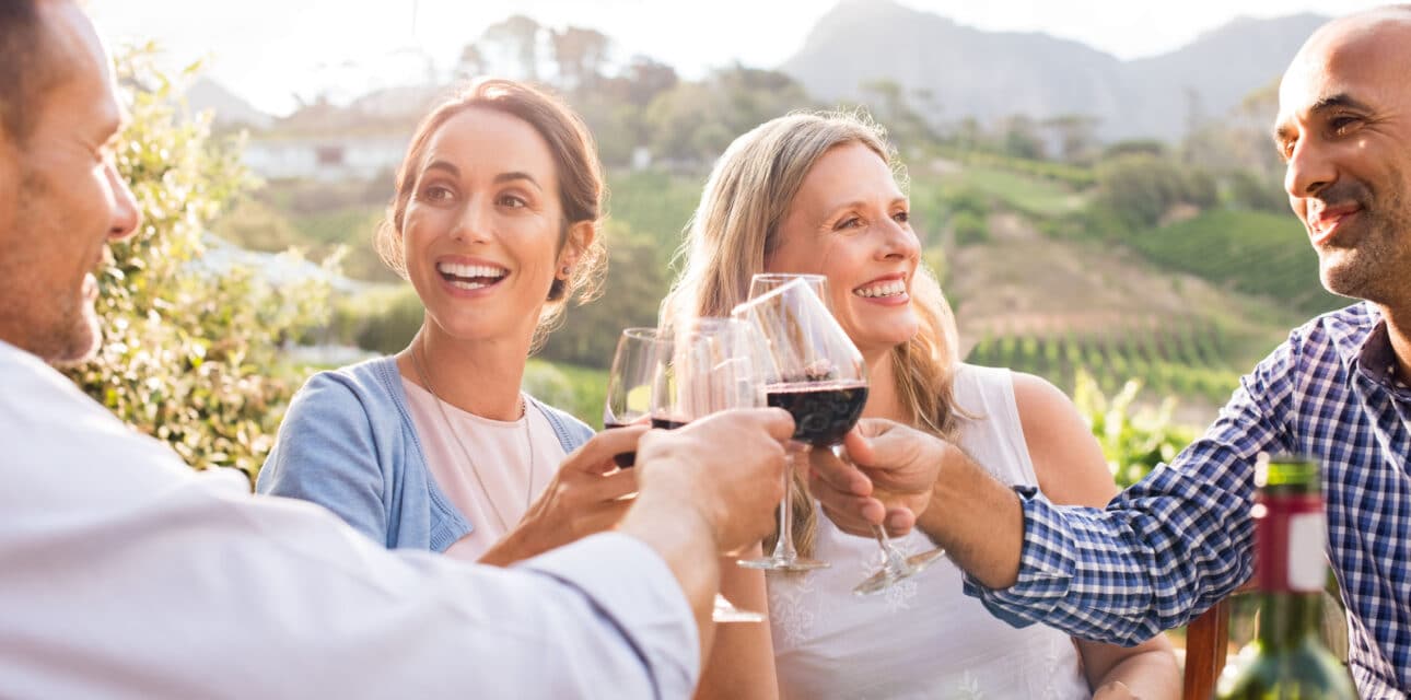 A group enjoying a wine tasting.