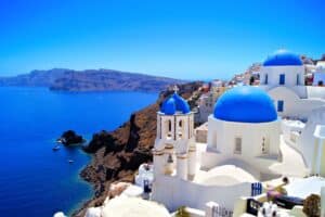 View from Santorini overlooking the ocean