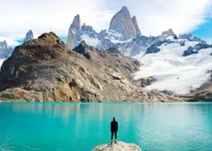 Chile Patagonia Traveler Looking Over Lake Torres Del Paine