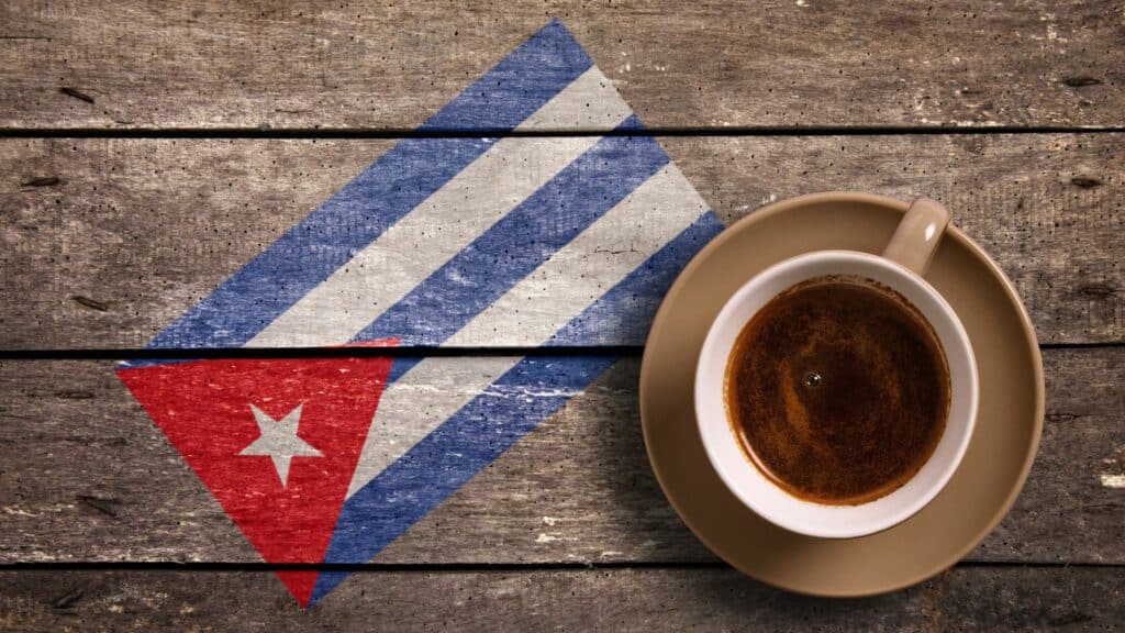 Cuban coffee with Cuban flag