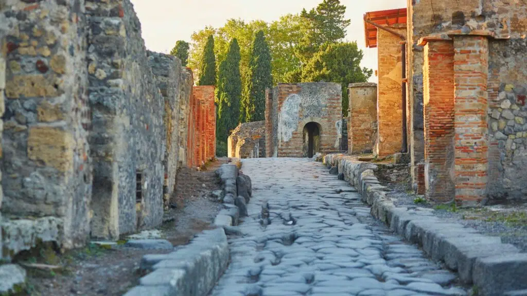 Cobblestone path in Pompeii ruins