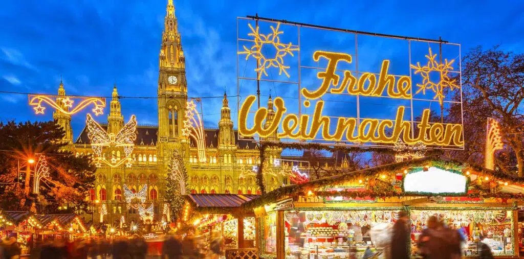 The lively Christmas markets are festive in Vienna Austria