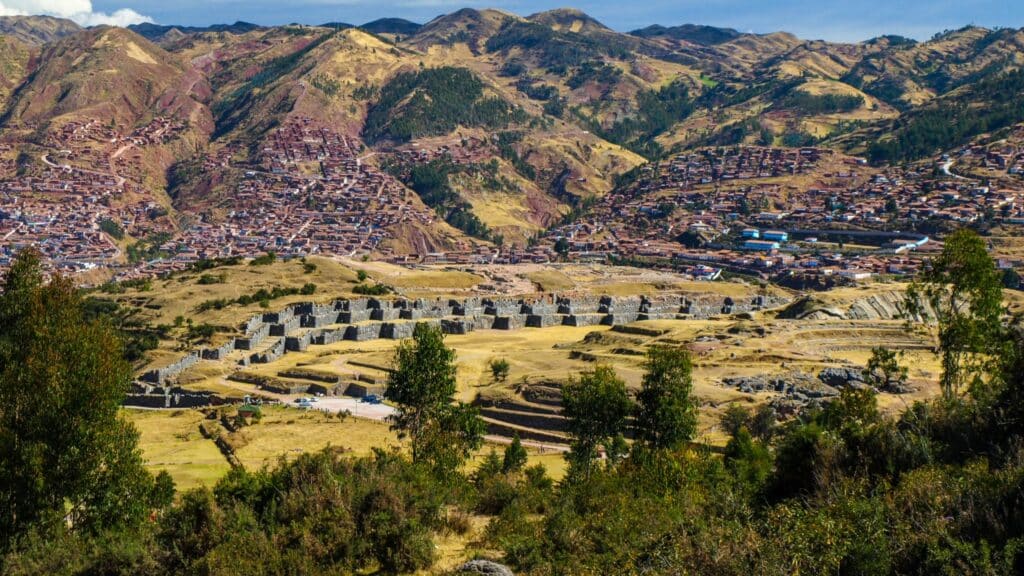 Aerial view of the Sacsayhuaman ruins in Peru