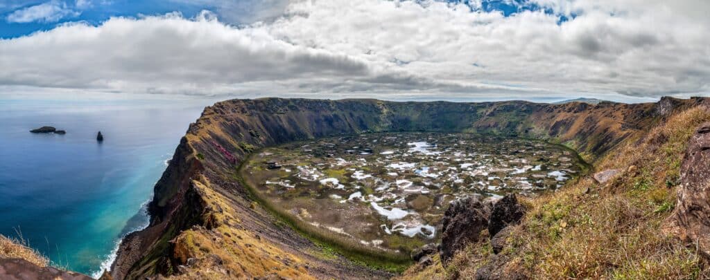 View of Rano Kau Volcano on Easter Island 