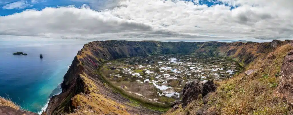 View of Rano Kau Volcano on Easter Island 