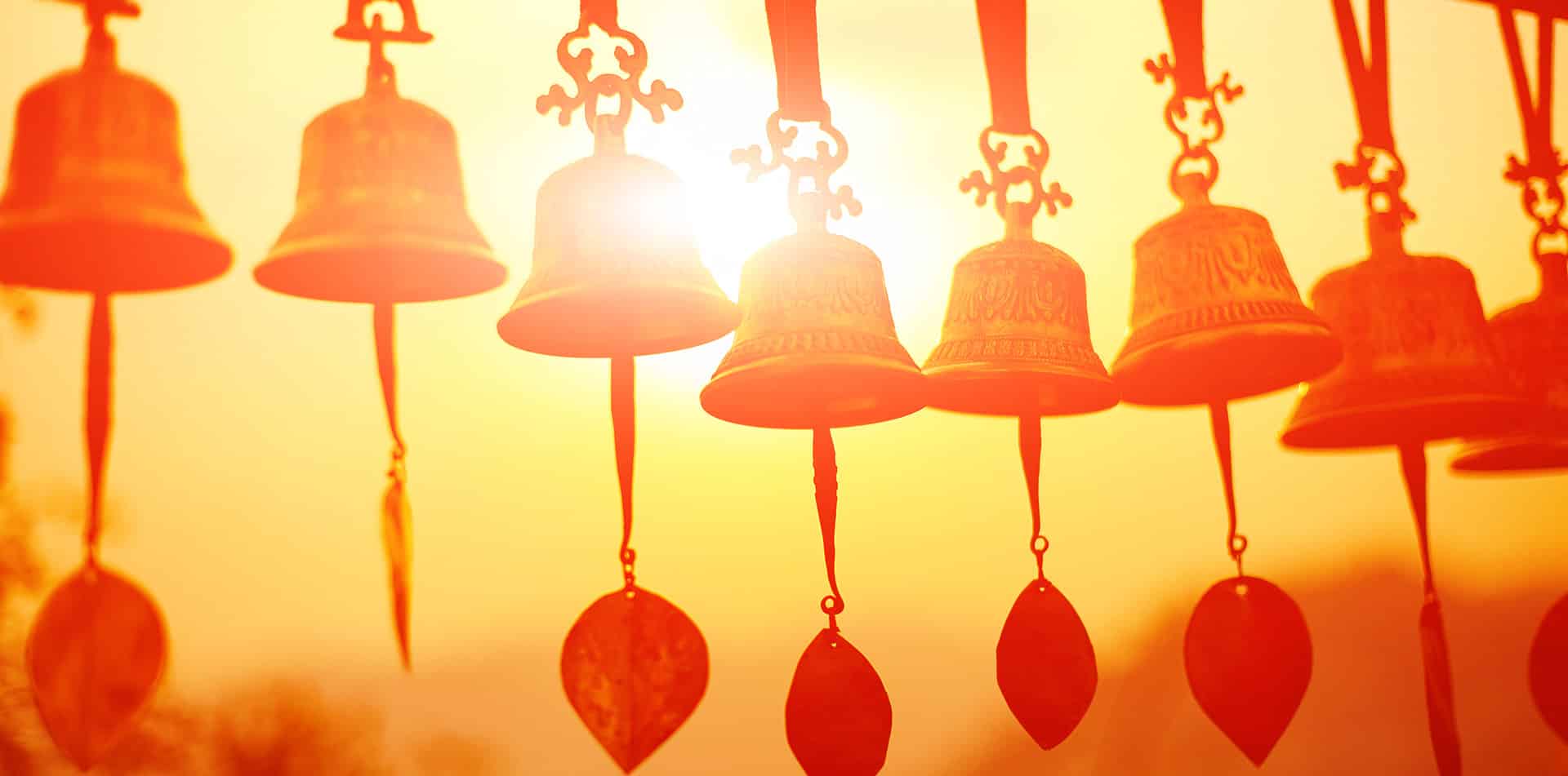 Traditional bells at sunset