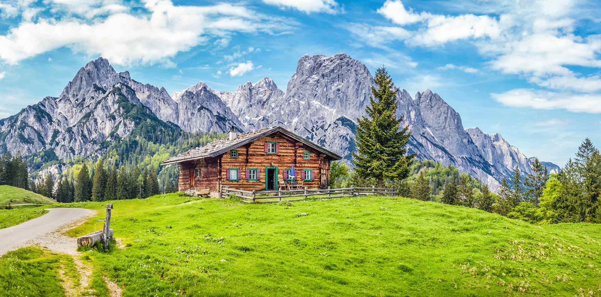 Panoramic view of mountain scenery, Swiss Alps