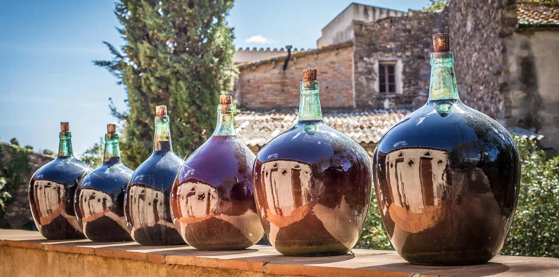 Spain several old wine bottles