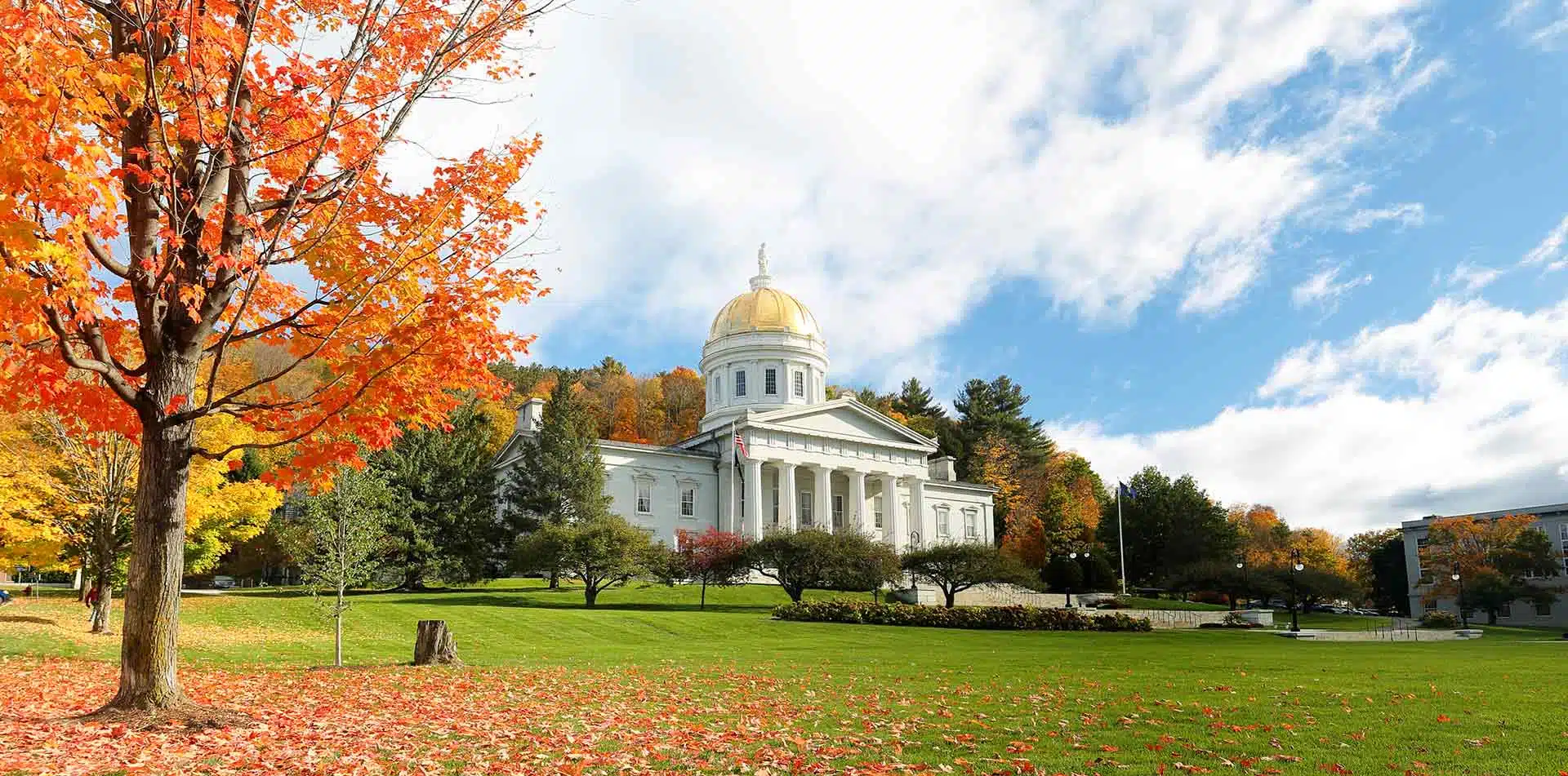 North America United States Montpelier historic Vermont State House colorful fall leaves - luxury vacation destinations
