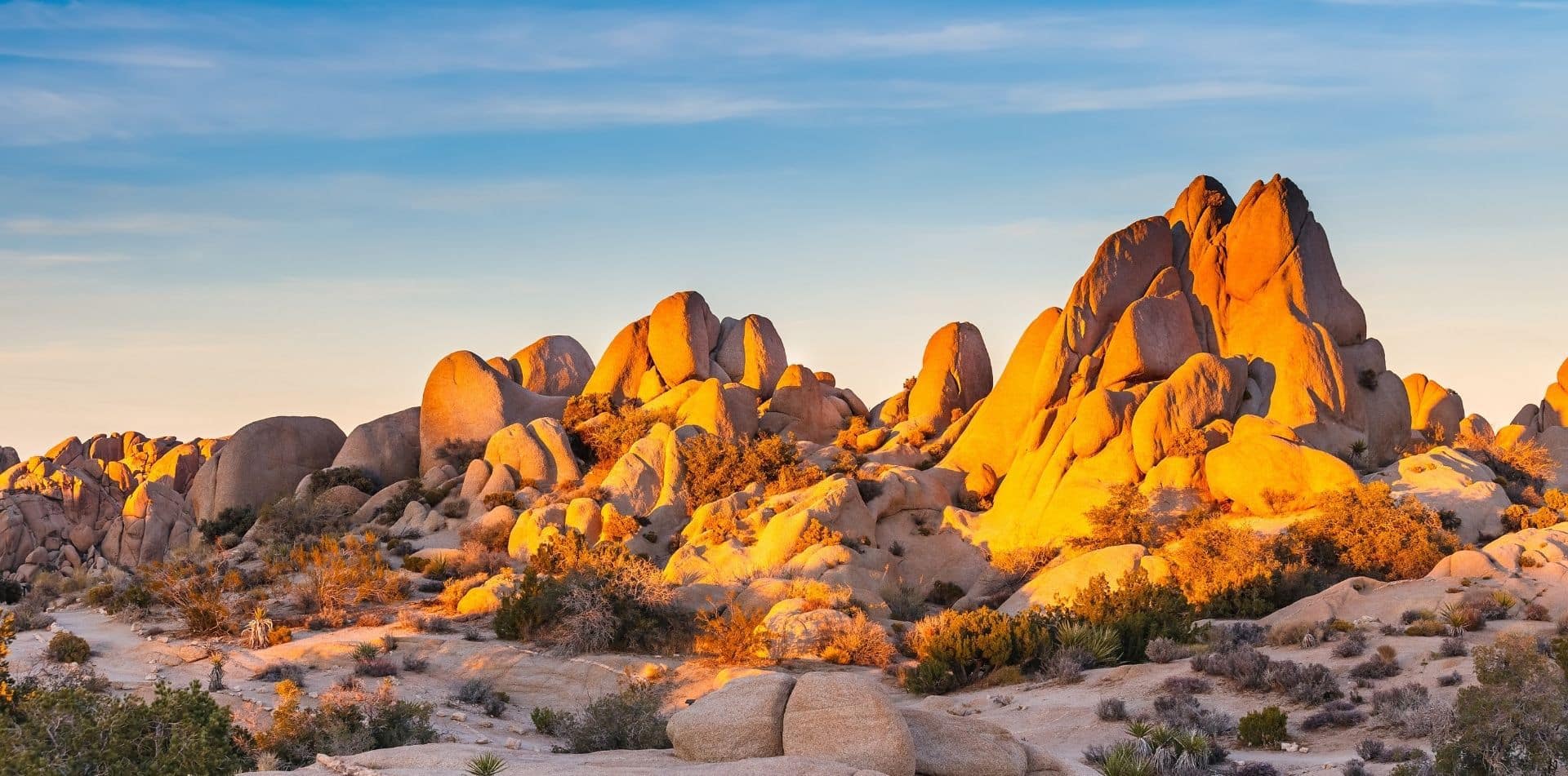 USA national parks Joshua Tree rock formations sunshine blue skies