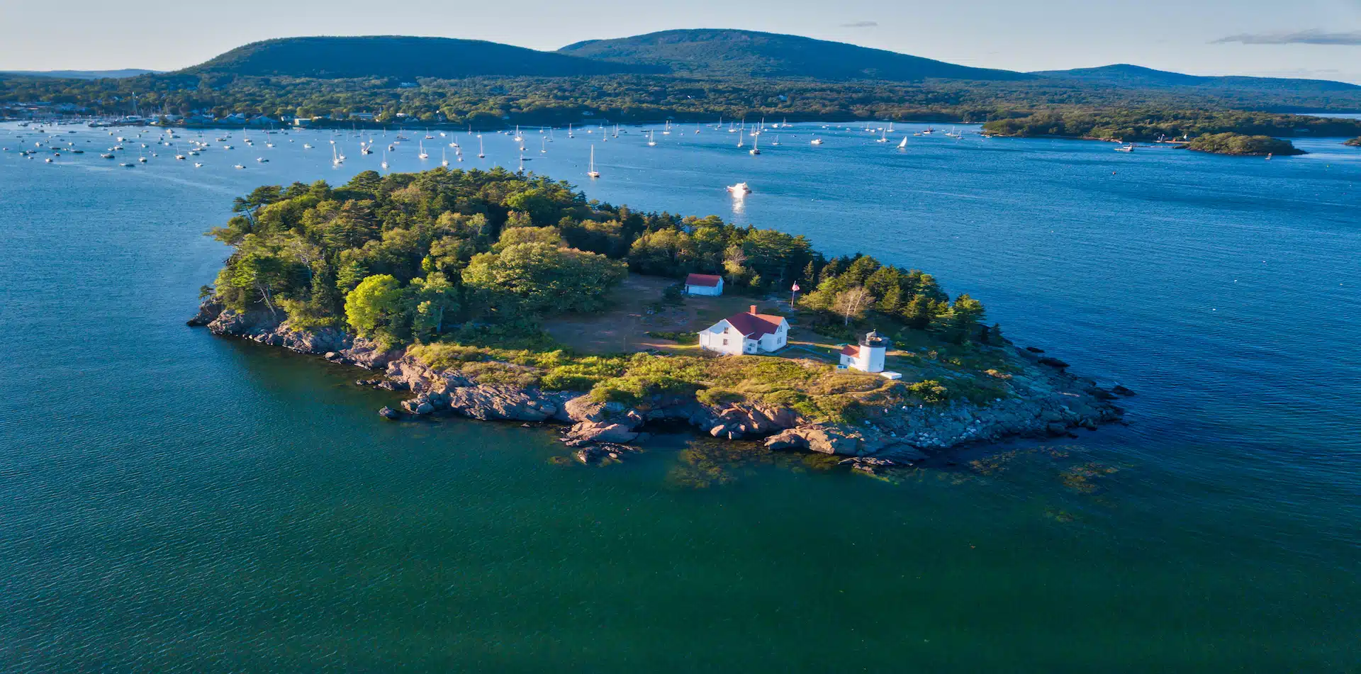 North America United States Maine Curtis Island Lighthouse Camden Harbor on Penobscot Bay in Maine